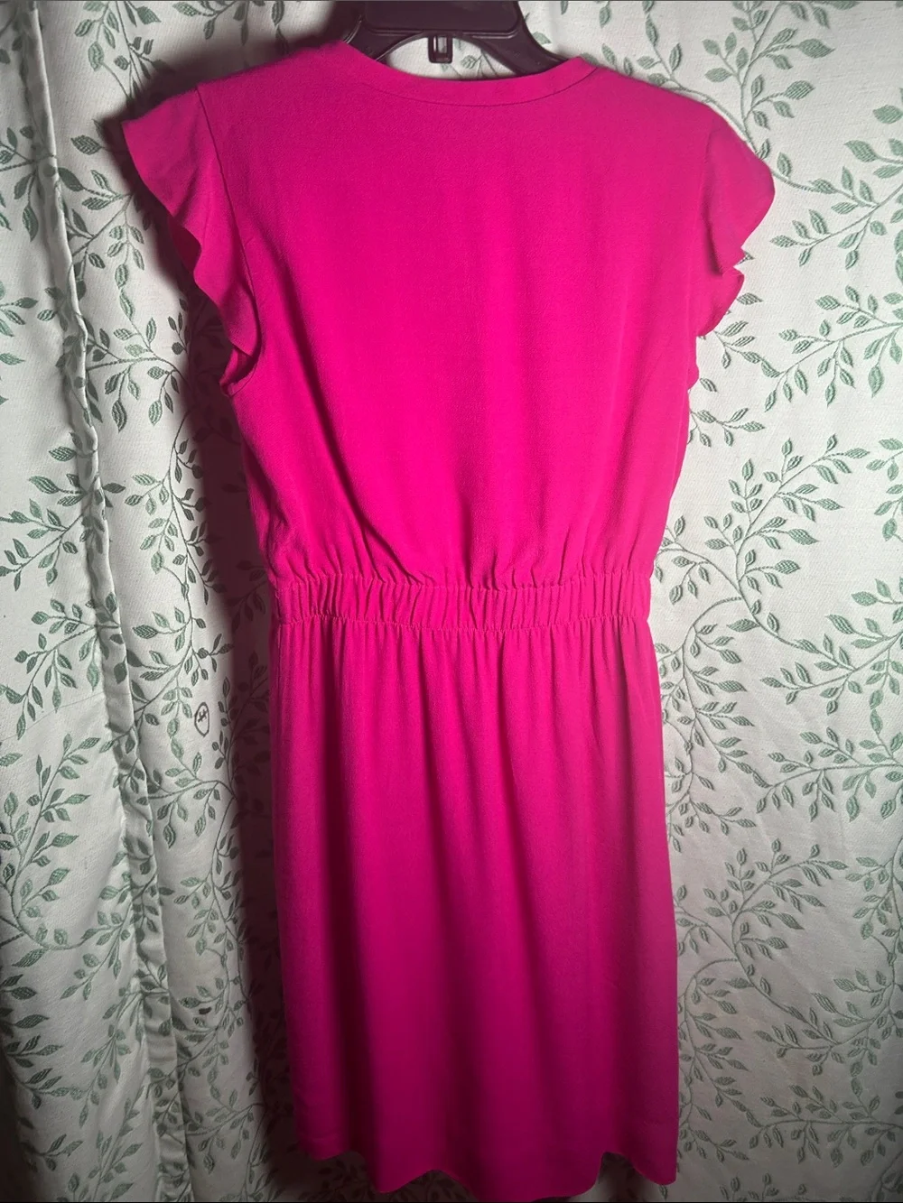kate spade Fuchsia V-Neck Ruffle Sleeve Mini Dress